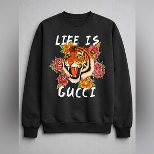 Tiger & Roses •Life Is Gucci• Graphic Pullover